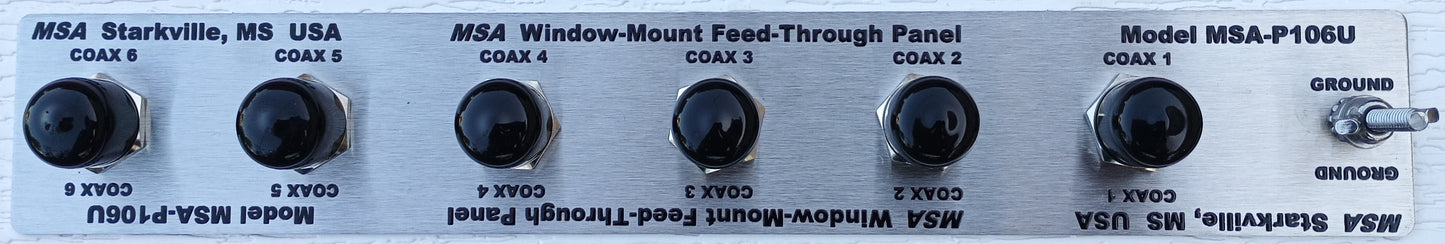 MSA-P106U Window Mount Feed Through Panel, with six SO-239 Connectors