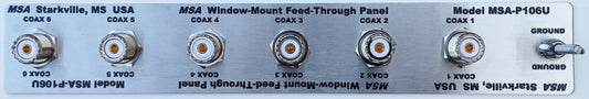 MSA-P106U Window Mount Feed Through Panel, with six SO-239 Connectors