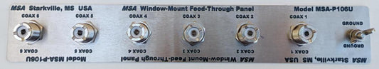 MSA-P106U Window Mount Feed Through Panel, with six SO-239 Connectors